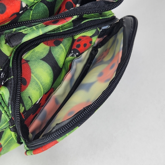 Large Ladybug Leaf Print Fanny Pack Crossbody Bum Bag Vintage 90s Pa - Picture 4 of 12